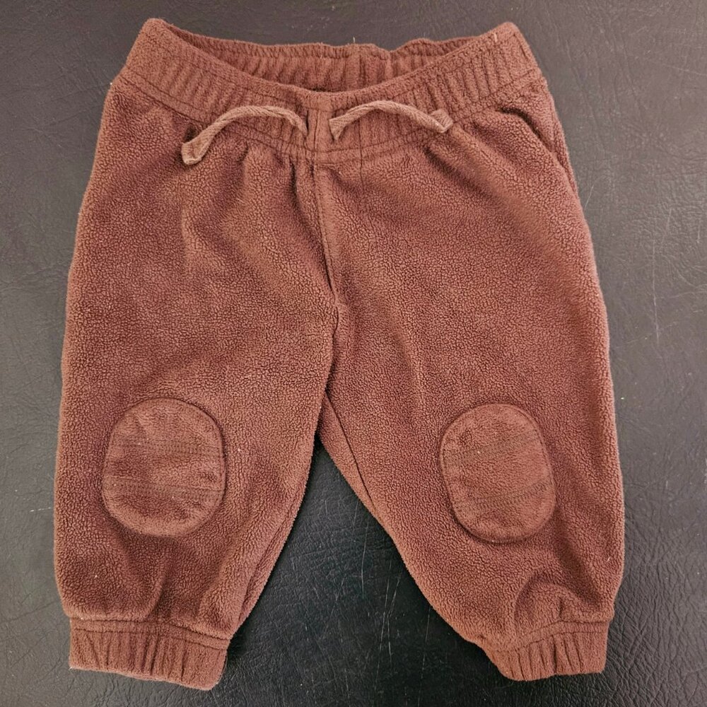BABY BOYS SOLID BROWN FLEECE SWEATPANTS
